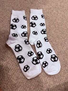 BNWOT novelty soccer ball socks black and white crew socks